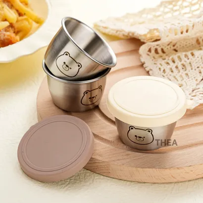 Hộp inox 304 có nắp đậy đựng nước chấm, hũ đựng nước sốt, thực phẩm, trái cây mini kín - THEA