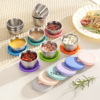 Hộp inox 304 có nắp đậy đựng nước chấm, hũ đựng nước sốt, thực phẩm, trái cây mini kín - THEA