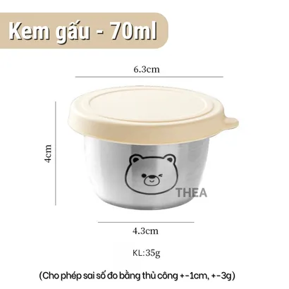 Hộp inox 304 có nắp đậy đựng nước chấm, hũ đựng nước sốt, thực phẩm, trái cây mini kín - THEA