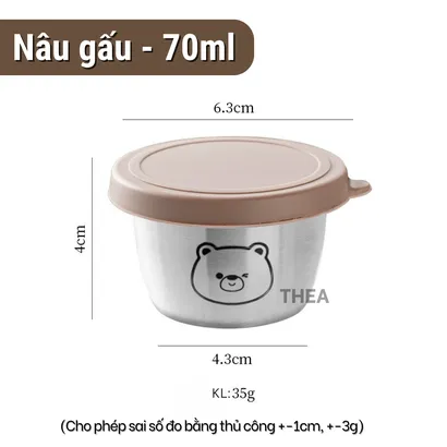 Hộp inox 304 có nắp đậy đựng nước chấm, hũ đựng nước sốt, thực phẩm, trái cây mini kín - THEA