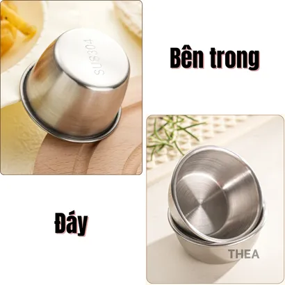 Hộp inox 304 có nắp đậy đựng nước chấm, hũ đựng nước sốt, thực phẩm, trái cây mini kín - THEA