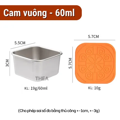 Hộp inox 304 có nắp đậy đựng nước chấm, hũ đựng nước sốt, thực phẩm, trái cây mini kín - THEA