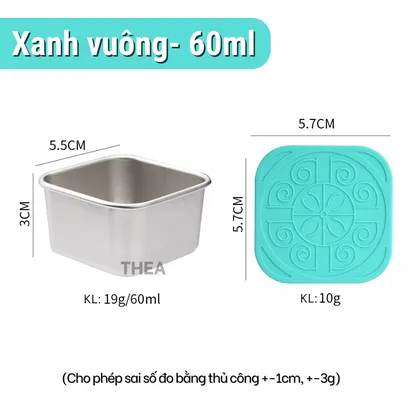 Hộp inox 304 có nắp đậy đựng nước chấm, hũ đựng nước sốt, thực phẩm, trái cây mini kín - THEA