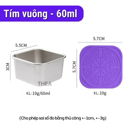 Hộp inox 304 có nắp đậy đựng nước chấm, hũ đựng nước sốt, thực phẩm, trái cây mini kín - THEA