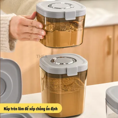 Hộp nhựa đựng sữa bột cho bé, đựng thực phẩm, đồ ăn, hộp trữ sữa, đồ khô, đựng hạt ngũ cốc, yến mạch kèm muỗng - THEA