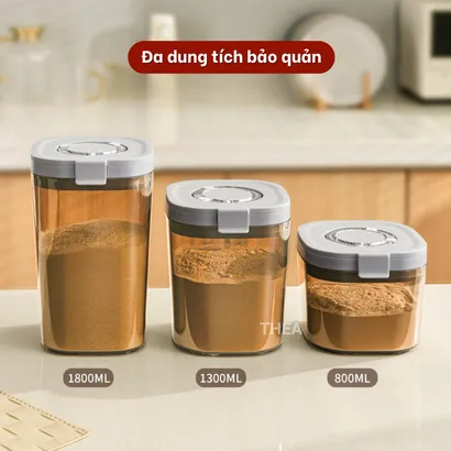 Hộp nhựa đựng sữa bột cho bé, đựng thực phẩm, đồ ăn, hộp trữ sữa, đồ khô, đựng hạt ngũ cốc, yến mạch kèm muỗng - THEA