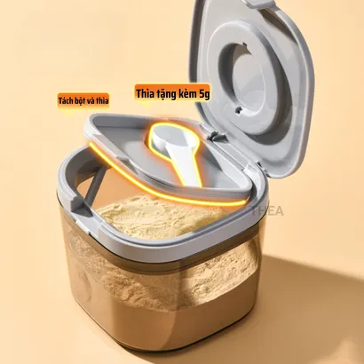 Hộp nhựa đựng sữa bột cho bé, đựng thực phẩm, đồ ăn, hộp trữ sữa, đồ khô, đựng hạt ngũ cốc, yến mạch kèm muỗng - THEA