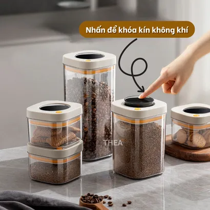Hộp nhựa đựng thực phẩm, đồ khô, hộp bảo quản thực phẩm hút chân không, Hũ nhựa kín đựng hạt, trà, cafe, bánh - THEA