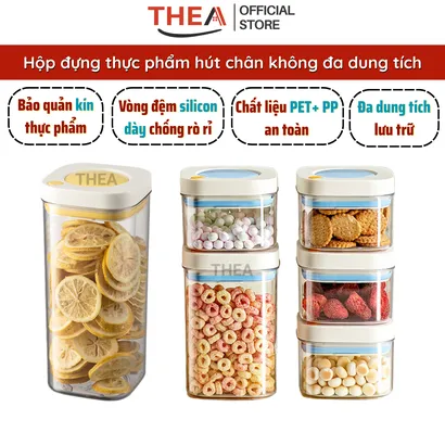 Hộp nhựa đựng thực phẩm, đồ khô, hộp bảo quản thực phẩm hút chân không, Hũ nhựa kín đựng hạt, trà, cafe, bánh - THEA