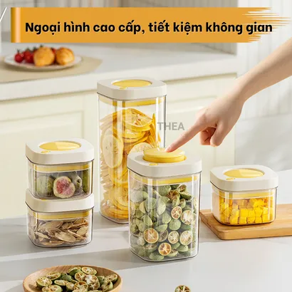 Hộp nhựa đựng thực phẩm, đồ khô, hộp bảo quản thực phẩm hút chân không, Hũ nhựa kín đựng hạt, trà, cafe, bánh - THEA