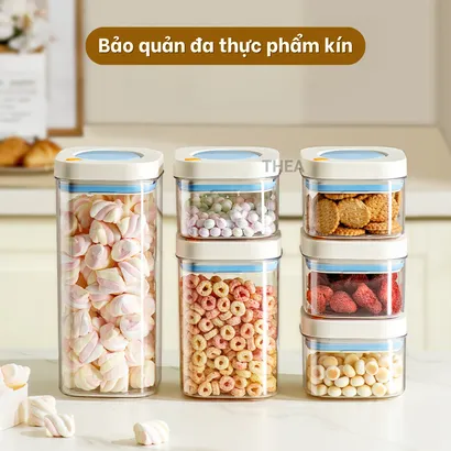 Hộp nhựa đựng thực phẩm, đồ khô, hộp bảo quản thực phẩm hút chân không, Hũ nhựa kín đựng hạt, trà, cafe, bánh - THEA