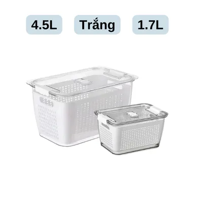 Hộp nhựa đựng thực phẩm, hộp bảo quản thực phẩm rau củ quả tủ lạnh 2 ngăn 1.7-4.5L - THEA kitchen