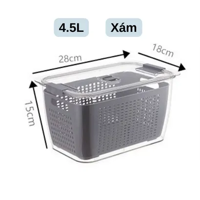 Hộp nhựa đựng thực phẩm, hộp bảo quản thực phẩm rau củ quả tủ lạnh 2 ngăn 1.7-4.5L - THEA kitchen