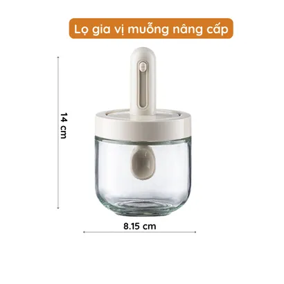 Hũ đựng gia vị, bộ lọ đựng gia vị thủy tinh có kèm thìa muỗng đo lường cao cấp - THEA KITCHEN