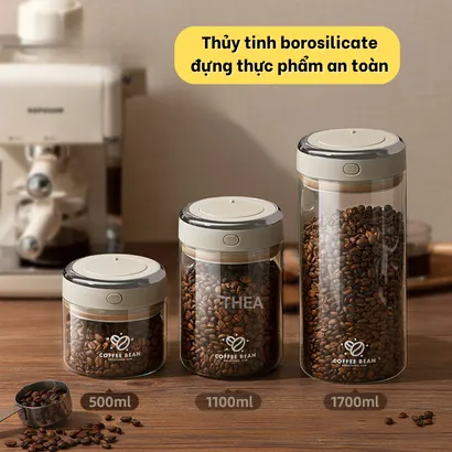 Hũ thủy tinh có nắp hút chân không, lọ thủy tinh chịu nhiệt, hộp đựng bảo quản cà phê, trà, hạt, thực phẩm khô - THEA