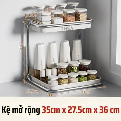 Kệ đựng gia vị Kệ đựng gia vị nhà bếp đa năng 2 tầng, giá để gia vị, giá để đồ nhà tắm, phòng ngủ, bàn làm việc chắc chắn - THEAnhà bếp đa năng 2 tầng