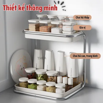 Kệ đựng gia vị Kệ đựng gia vị nhà bếp đa năng 2 tầng, giá để gia vị, giá để đồ nhà tắm, phòng ngủ, bàn làm việc chắc chắn - THEAnhà bếp đa năng 2 tầng