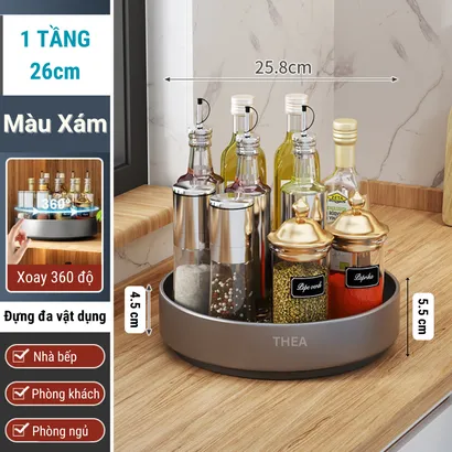Kệ đựng gia vị tròn nhà bếp 2-3 tầng đa năng xoay 360 độ, giá để gia vị nhà bếp thông minh, kệ đựng mĩ phẩm - THEA