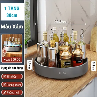 Kệ đựng gia vị tròn nhà bếp 2-3 tầng đa năng xoay 360 độ, giá để gia vị nhà bếp thông minh, kệ đựng mĩ phẩm - THEA