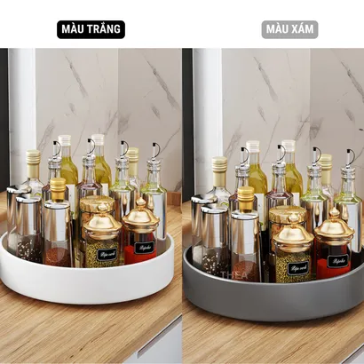 Kệ đựng gia vị tròn nhà bếp 2-3 tầng đa năng xoay 360 độ, giá để gia vị nhà bếp thông minh, kệ đựng mĩ phẩm - THEA