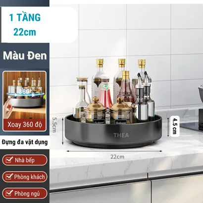 Kệ đựng gia vị tròn nhà bếp 2-3 tầng đa năng xoay 360 độ, giá để gia vị nhà bếp thông minh, kệ đựng mĩ phẩm - THEA