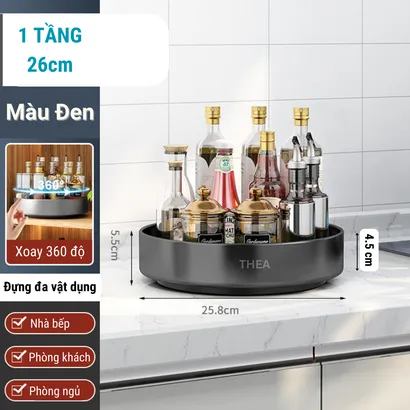 Kệ đựng gia vị tròn nhà bếp 2-3 tầng đa năng xoay 360 độ, giá để gia vị nhà bếp thông minh, kệ đựng mĩ phẩm - THEA