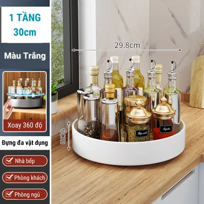 Kệ đựng gia vị tròn nhà bếp 2-3 tầng đa năng xoay 360 độ, giá để gia vị nhà bếp thông minh, kệ đựng mĩ phẩm - THEA