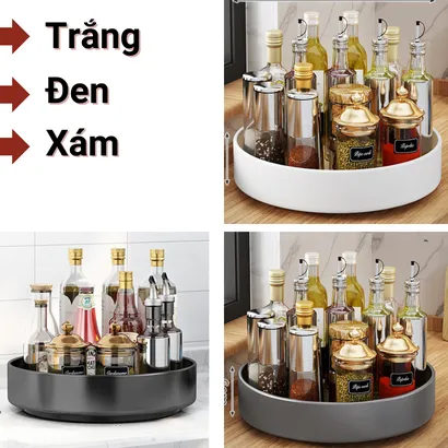 Kệ đựng gia vị tròn nhà bếp 2-3 tầng đa năng xoay 360 độ, giá để gia vị nhà bếp thông minh, kệ đựng mĩ phẩm - THEA