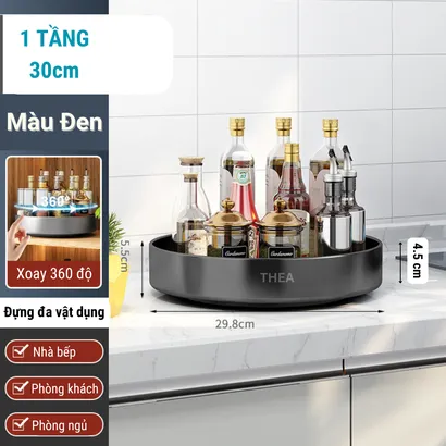Kệ đựng gia vị tròn nhà bếp 2-3 tầng đa năng xoay 360 độ, giá để gia vị nhà bếp thông minh, kệ đựng mĩ phẩm - THEA