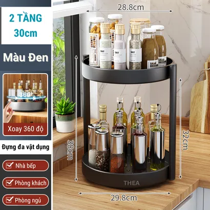 Kệ đựng gia vị tròn nhà bếp 2-3 tầng đa năng xoay 360 độ, giá để gia vị nhà bếp thông minh, kệ đựng mĩ phẩm - THEA