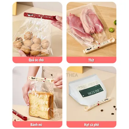 Kẹp miệng túi thực phẩm, kẹp niêm phong miệng túi đa năng có ghi chú thời gian bảo quản - THEA