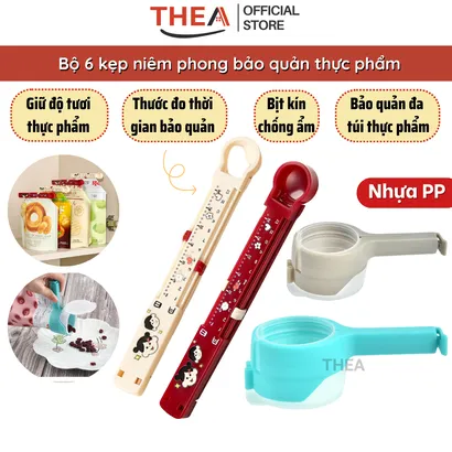 Kẹp miệng túi thực phẩm, kẹp niêm phong miệng túi đa năng có ghi chú thời gian bảo quản - THEA