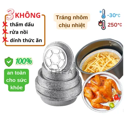 Khay đĩa giấy bạc, giấy nhôm lót nồi chiên không dầu nướng bánh chống dính - THEA KITCHEN