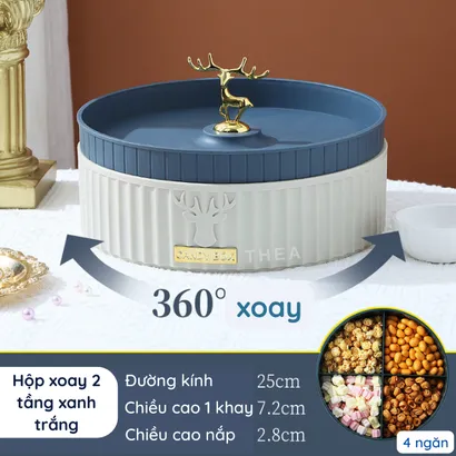 Khay hộp đựng bánh mứt tết nhựa cao cấp 1-2 tầng sang trọng, đẹp, tinh tế phong cách Tây Âu - THEA KITCHEN