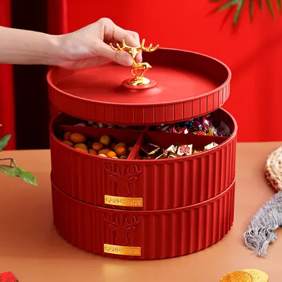 Khay hộp đựng bánh mứt tết nhựa cao cấp 1-2 tầng sang trọng, đẹp, tinh tế phong cách Tây Âu - THEA KITCHEN