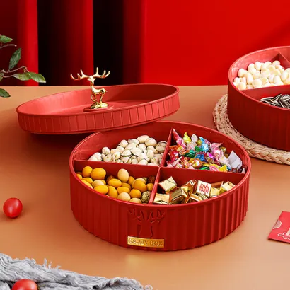 Khay hộp đựng bánh mứt tết nhựa cao cấp 1-2 tầng sang trọng, đẹp, tinh tế phong cách Tây Âu - THEA KITCHEN
