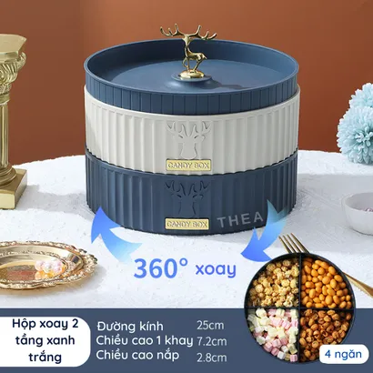 Khay hộp đựng bánh mứt tết nhựa cao cấp 1-2 tầng sang trọng, đẹp, tinh tế phong cách Tây Âu - THEA KITCHEN