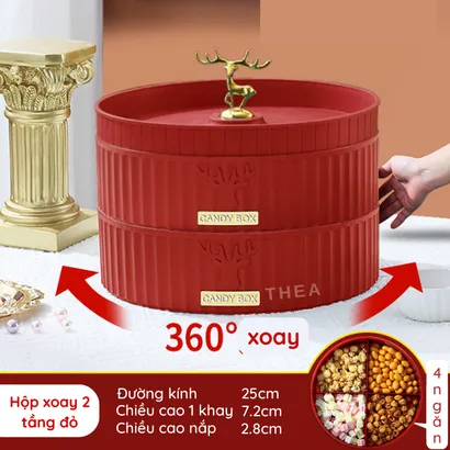 Khay hộp đựng bánh mứt tết nhựa cao cấp 1-2 tầng sang trọng, đẹp, tinh tế phong cách Tây Âu - THEA KITCHEN
