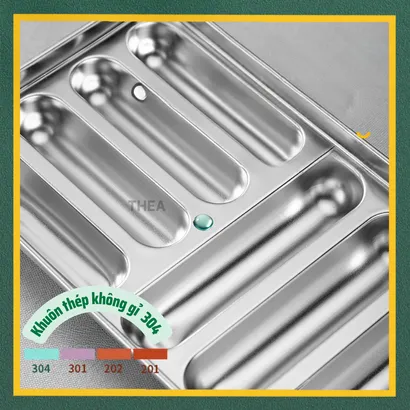 Khay inox, khuôn làm xúc xích cho bé INOX 304 cao cấp có nắp có lỗ thông hơi chín đều hấp nướng an toàn - THEA