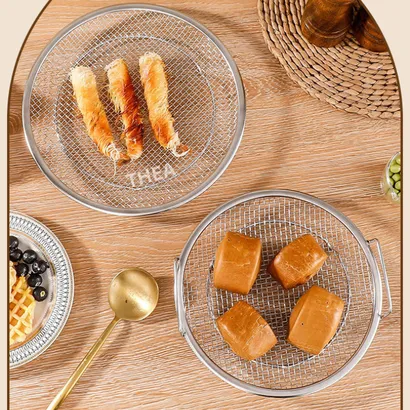 Khay inox tròn và vỉ lưới lọc ráo dầu INOX 304 SIÊU DÀY đựng thực phẩm, thức ăn chiên rán, hấp, luộc cao cấp – THEA