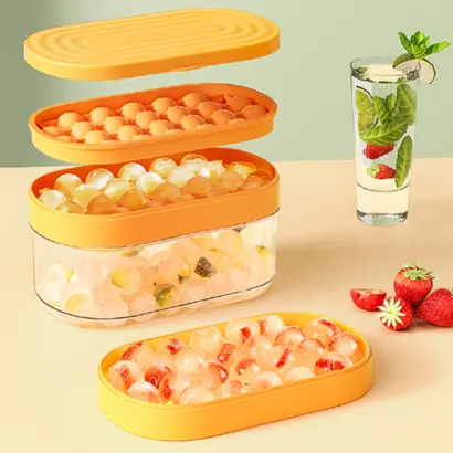 Khay làm đá silicone tròn có nắp đậy 24 viên - THEA KITCHEN