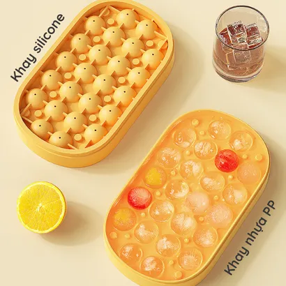 Khay làm đá silicone tròn có nắp đậy 24 viên - THEA KITCHEN