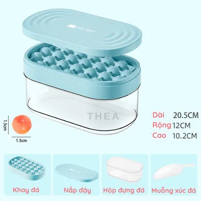 Khay làm đá silicone tròn có nắp đậy 24 viên - THEA KITCHEN