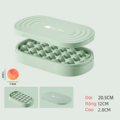 Khay làm đá silicone tròn có nắp đậy 24 viên - THEA KITCHEN