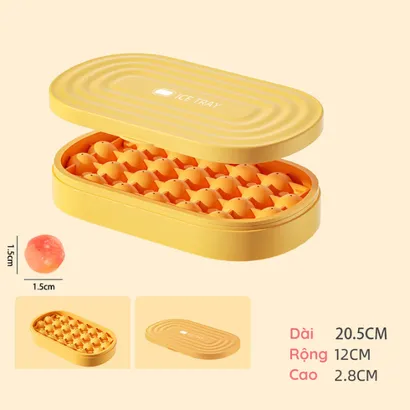 Khay làm đá silicone tròn có nắp đậy 24 viên - THEA KITCHEN
