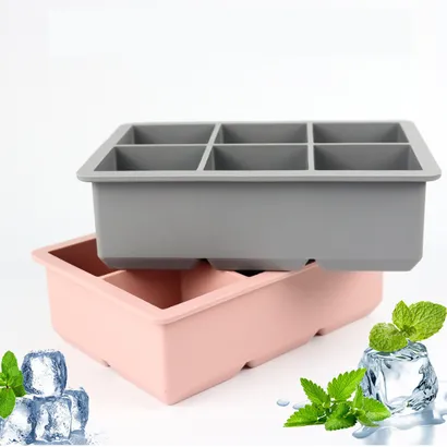 Khay làm đá viên 100% silicone dày 6-8 vuông có nắp đậy kín để tủ lạnh lấy đá tiện lợi không mùi an toàn sức khỏe – THEA
