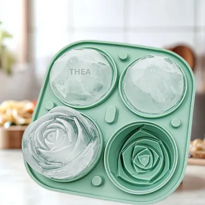 Khay làm đá viên 100% silicone dày 6-8 vuông có nắp đậy kín để tủ lạnh lấy đá tiện lợi không mùi an toàn sức khỏe – THEA