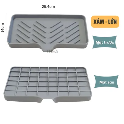 Khay silicon đựng đồ nhà tắm, xà bông, Khay chữ nhật để đồ rửa chén chống trượt, thoát nước tiện lợi đa năng - THEA