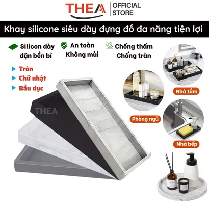 Khay đựng đồ silicon đa năng, Khay đựng nước hoa, đồ skincare, mỹ phẩm, Khay để đồ rửa chén, tinh dầu, phòng tắm - THEA