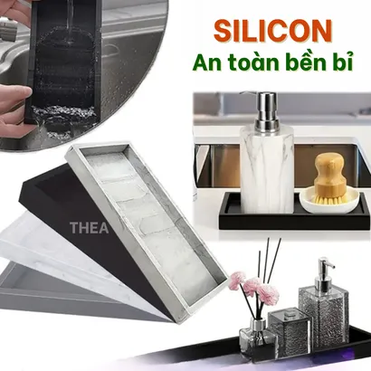 Khay đựng đồ silicon đa năng, Khay đựng nước hoa, đồ skincare, mỹ phẩm, Khay để đồ rửa chén, tinh dầu, phòng tắm - THEA